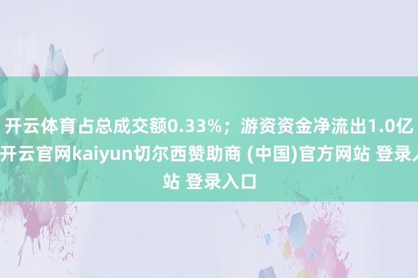 开云体育占总成交额0.33%；游资资金净流出1.0亿元-开云官网kaiyun切尔西赞助商 (中国)官方网站 登录入口